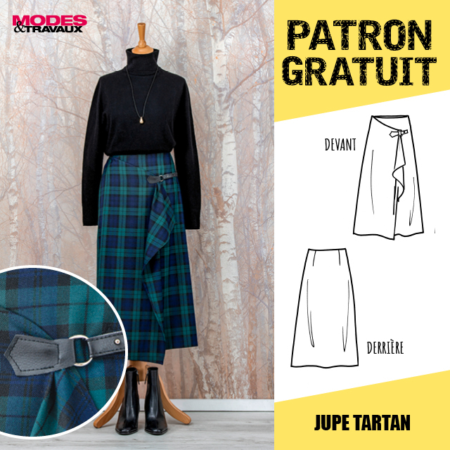 Bleu/Vert Patron Offert - Jupe Tartan (Modèle Perth)