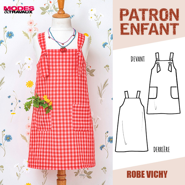 Patron Enfant/Poupée - Robe Vichy (MODÈLE LE LAVANDOU)