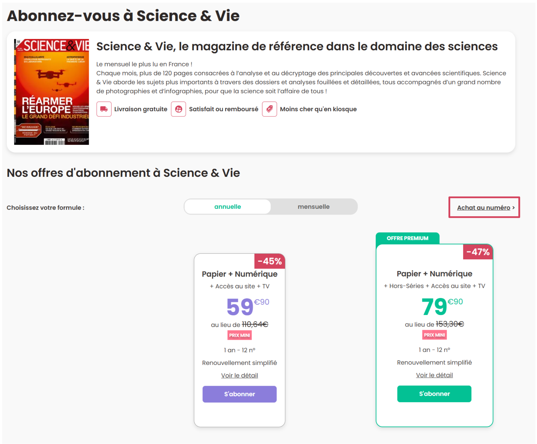 Achat au numéro